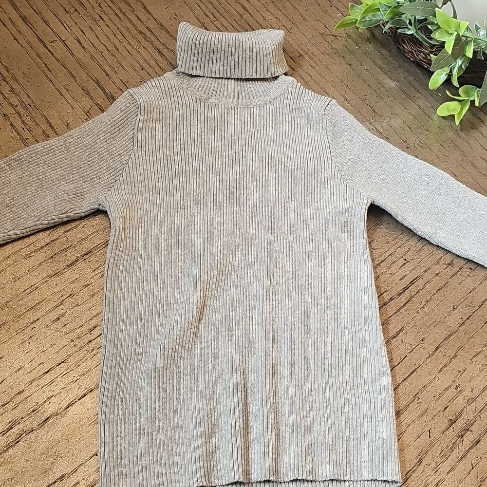 Light Gray Ribbed Turtleneck 3T